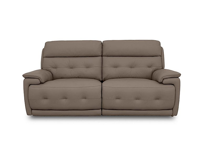 World of Leather - Brescia Leather 3 Seater Sofa with Power Recliner - Fawn