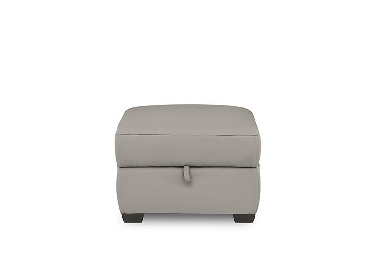 Brescia BV Leather Storage Footstool - Silver Grey