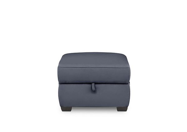 Brescia NC Leather Storage Footstool  NC Ocean Blue | Bed Sava