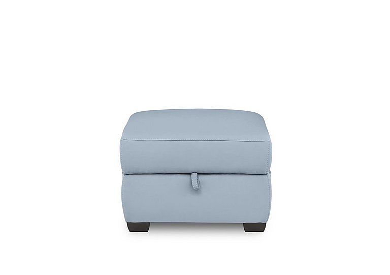 Brescia NC Leather Storage Footstool - Pearl Blue