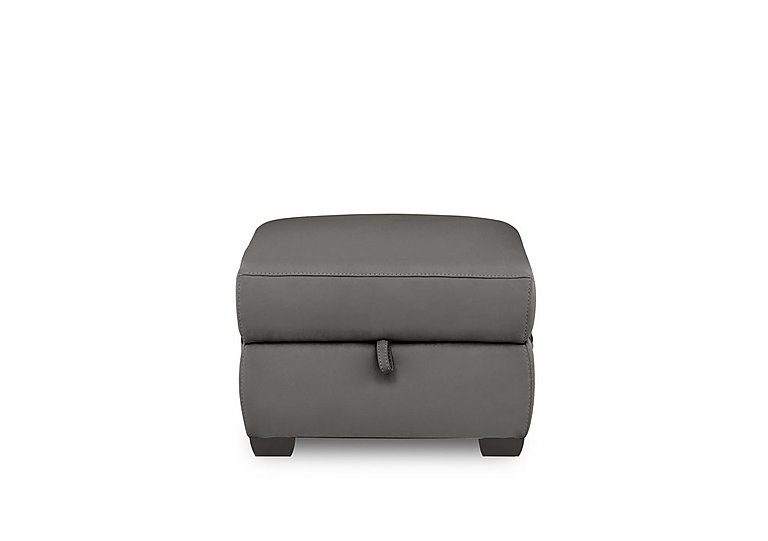 Brescia NC Leather Storage Footstool - Charcoal Grey