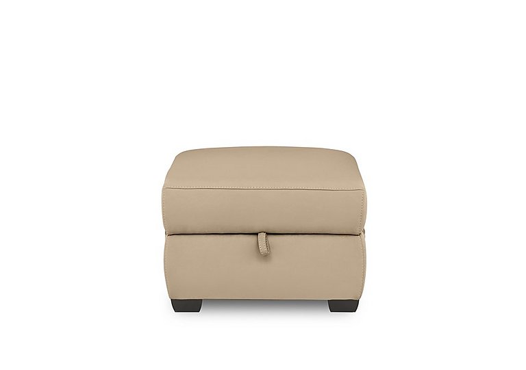 Brescia Leather Storage Footstool - Nude