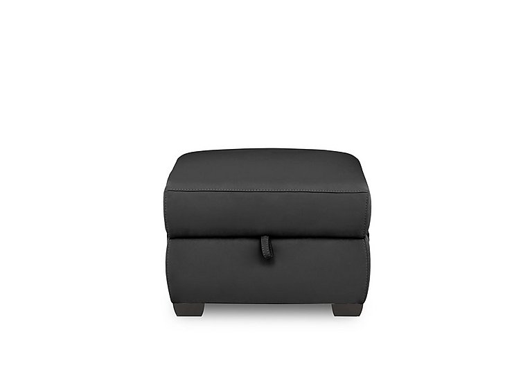 Brescia Leather Storage Footstool - Black