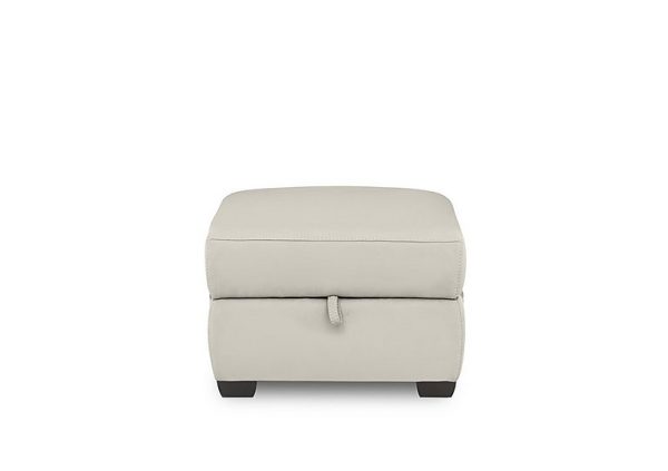 Brescia Leather Storage Footstool  Frost | Bed Sava