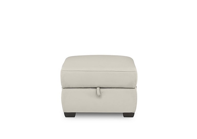 Brescia Leather Storage Footstool - Frost