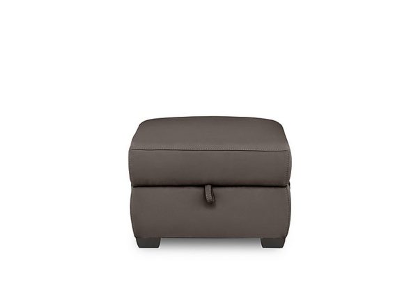 Brescia Leather Storage Footstool  Cacao | Bed Sava