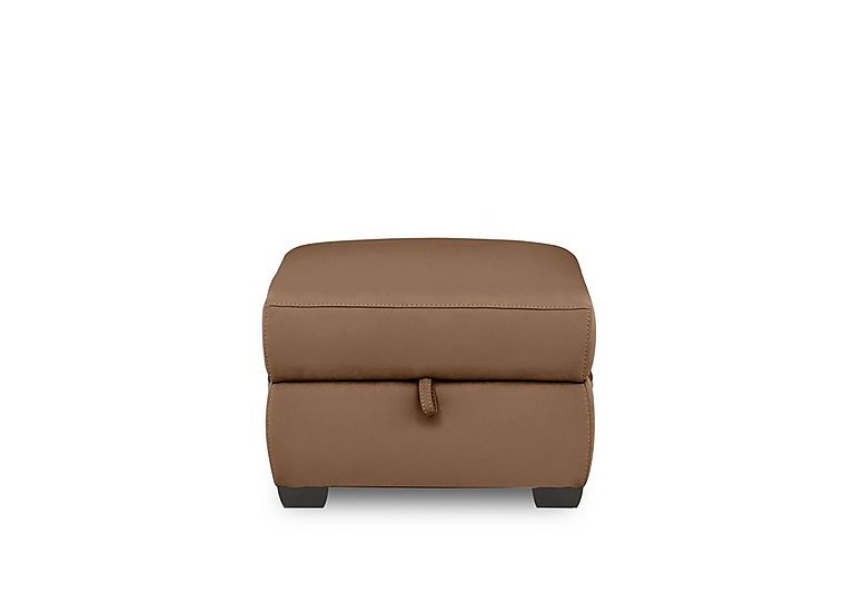 Brescia Leather Storage Footstool - Pecan