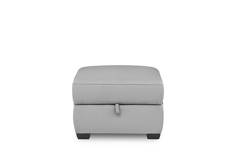 Brescia Leather Storage Footstool - Light Grey