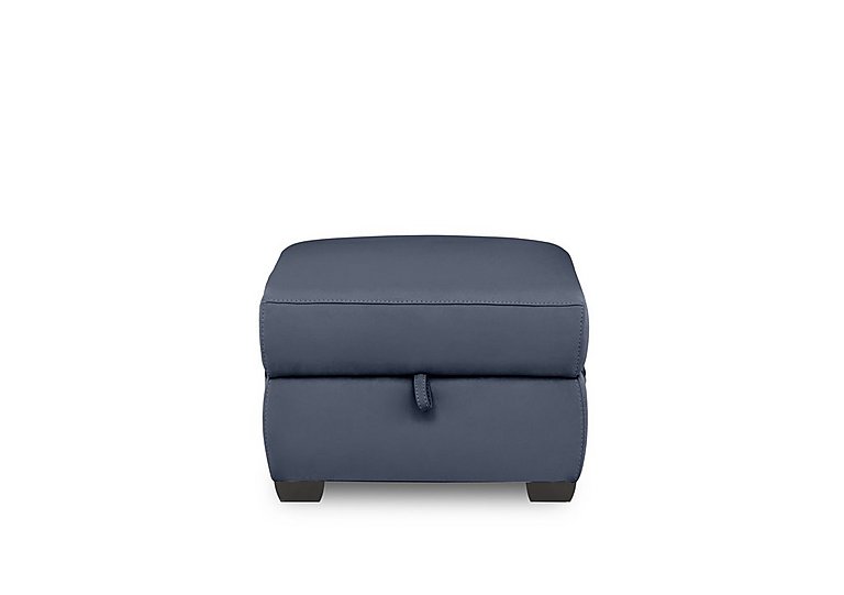 Brescia Leather Storage Footstool - Ocean