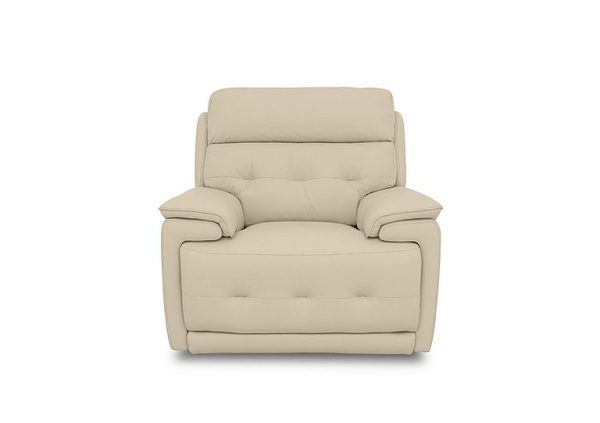 Brescia NC Leather Power Recliner Chair with Power Headrest  NC Bisque | Bed Sava