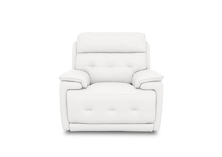 Brescia NC Leather Power Recliner Chair with Power Headrest - NC Star White