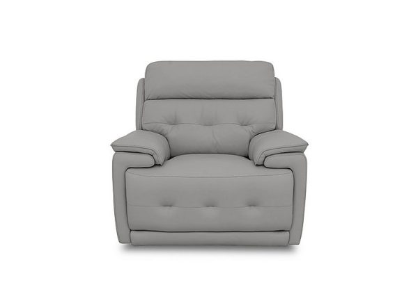 Brescia NC Leather Power Recliner Chair with Power Headrest  Sleet | Bed Sava