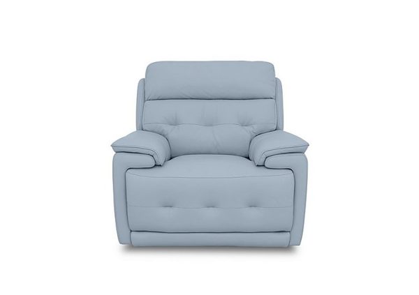 Brescia NC Leather Power Recliner Chair with Power Headrest  Pearl Blue | Bed Sava