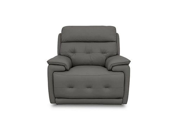 Brescia NC Leather Power Recliner Chair with Power Headrest  Charcoal Grey | Bed Sava
