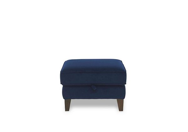 Brondby Fabric Storage Footstool  Navy | Bed Sava