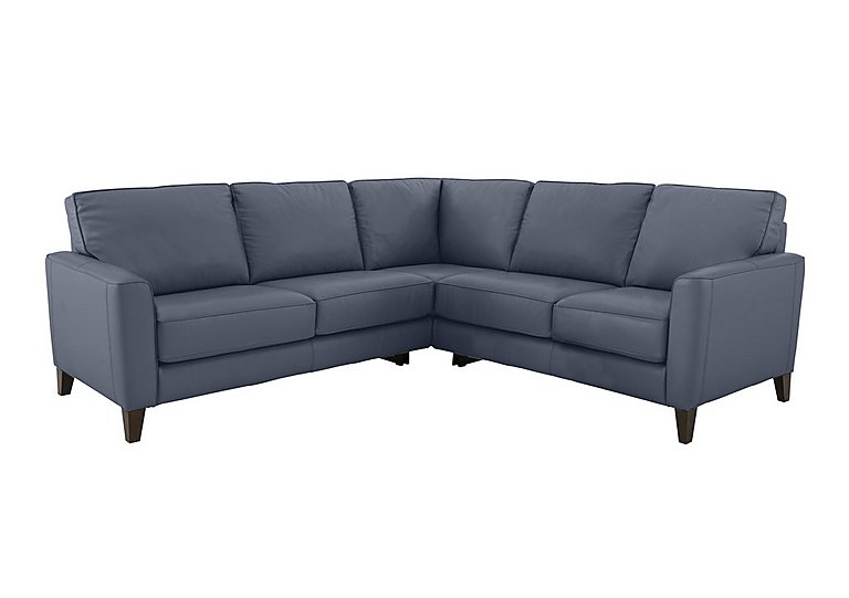 Brondby Large BV Leather Corner Sofa - BV Ocean Blue