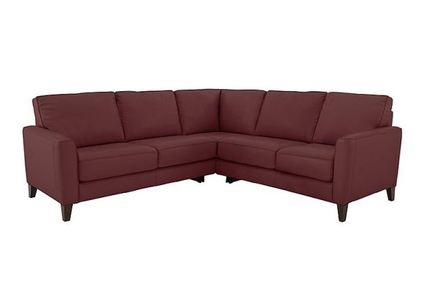 Brondby Large BV Leather Corner Sofa  BV Deep Red | Bed Sava