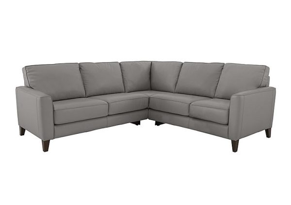 Brondby Large NC Leather Corner Sofa  Sleet | Bed Sava