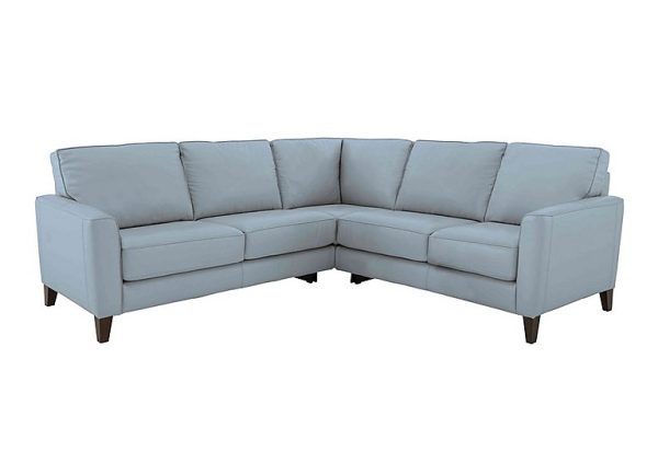 Brondby Large NC Leather Corner Sofa  Pearl Blue | Bed Sava