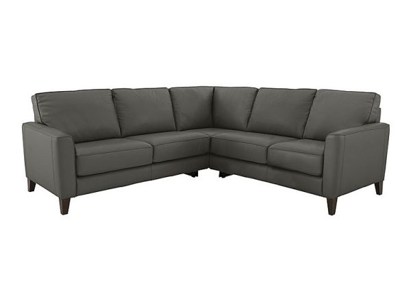 Brondby Large NC Leather Corner Sofa  Charcoal Grey | Bed Sava