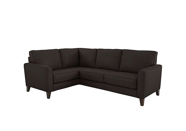 Brondby Small BV NC Leather Left Hand Facing Corner Sofa - Dark Chocolate