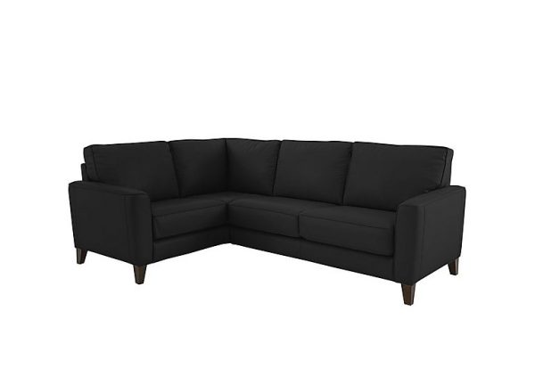 Brondby Small BV NC Leather Left Hand Facing Corner Sofa  Classic Black | Bed Sava