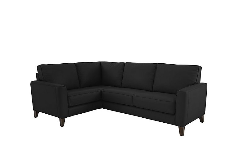 Brondby Small BV NC Leather Left Hand Facing Corner Sofa - Classic Black
