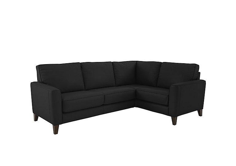Brondby Small BV NC Leather Right Hand Facing Corner Sofa - Classic Black