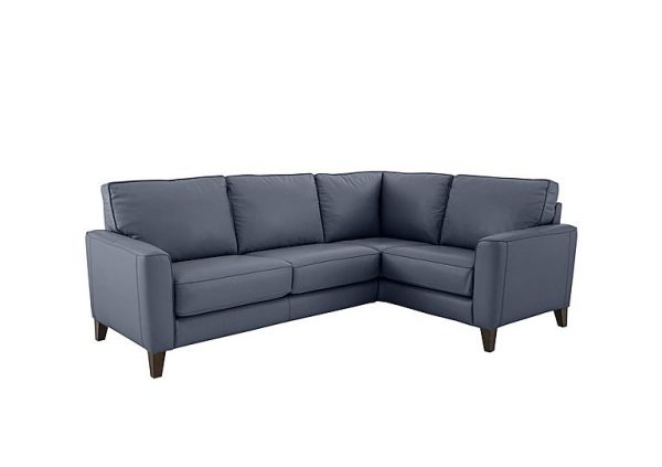 Brondby Small BV NC Leather Right Hand Facing Corner Sofa  BV Ocean Blue | Bed Sava