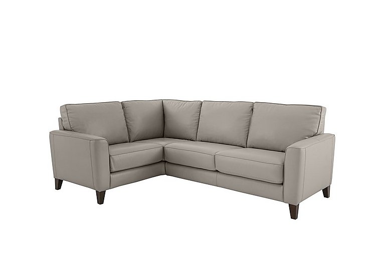 Brondby Small BV NC Leather Left Hand Facing Corner Sofa - Silver Grey