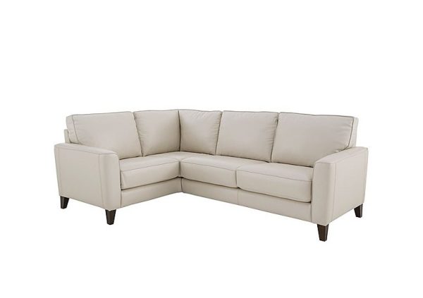 Brondby Small BV NC Leather Left Hand Facing Corner Sofa  Frost | Bed Sava