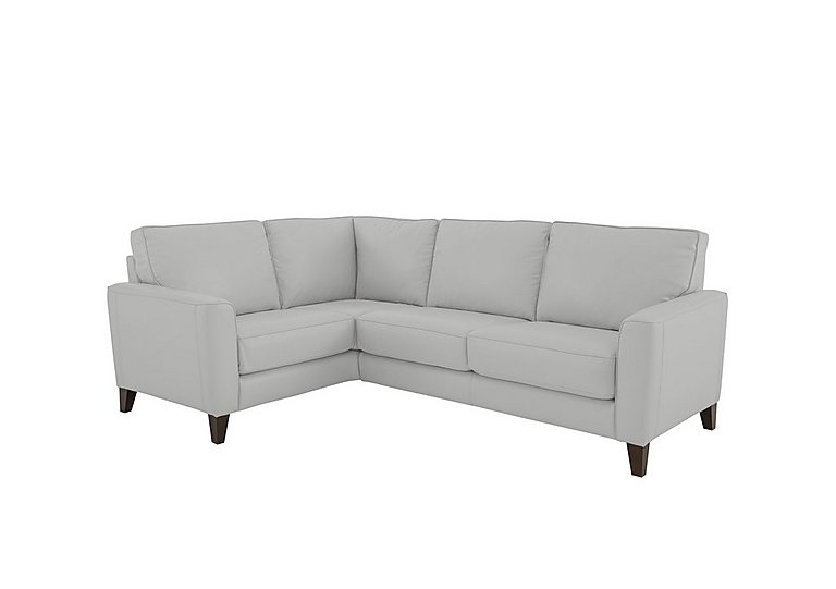Brondby Small NC Leather Left Hand Facing Corner Sofa - Grey