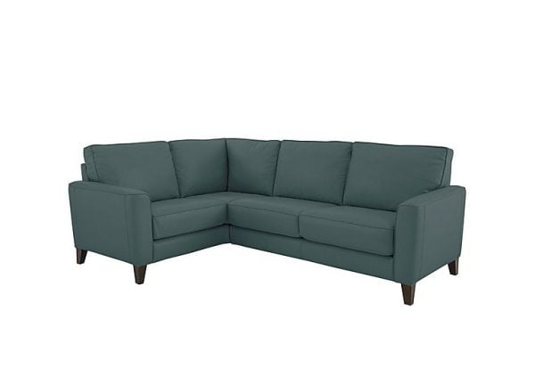 Brondby Small NC Leather Left Hand Facing Corner Sofa  NC Lake Green | Bed Sava