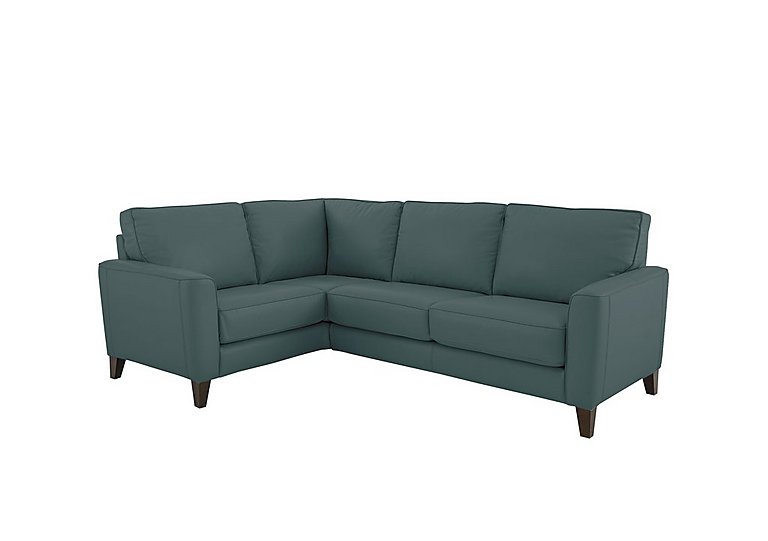 Brondby Small NC Leather Left Hand Facing Corner Sofa - NC Lake Green