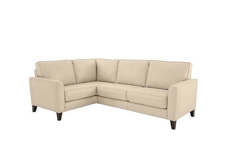 Brondby Small NC Leather Left Hand Facing Corner Sofa - NC Bisque