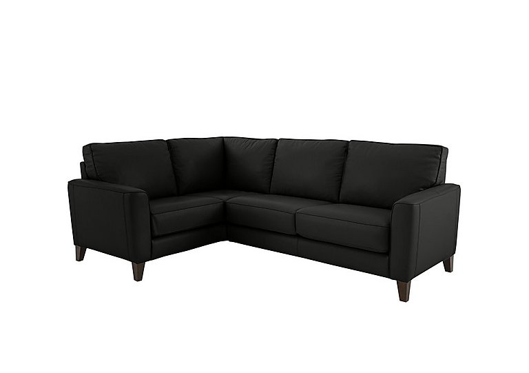 Brondby Small NC Leather Left Hand Facing Corner Sofa - Black