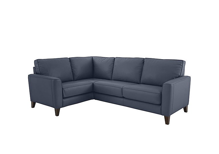 Brondby Small NC Leather Left Hand Facing Corner Sofa - NC Ocean Blue