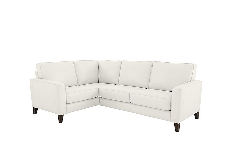 Brondby Small NC Leather Left Hand Facing Corner Sofa - NC Star White