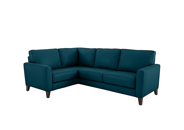 Brondby Small NC Leather Left Hand Facing Corner Sofa - Carribean Sea