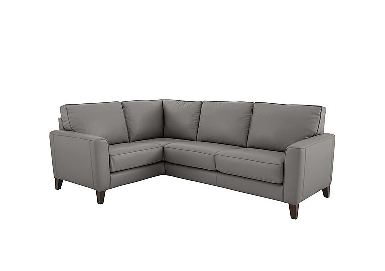 Brondby Small NC Leather Left Hand Facing Corner Sofa - Sleet