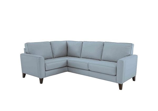 Brondby Small NC Leather Left Hand Facing Corner Sofa  Pearl Blue | Bed Sava