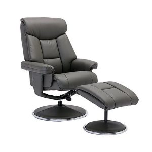 Bruges Faux Leather Swivel Recliner Chair and Footstool  Cinder | Bed Sava
