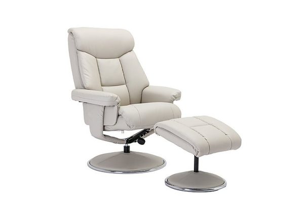 Bruges Faux Leather Swivel Recliner Chair and Footstool  Mushroom | Bed Sava