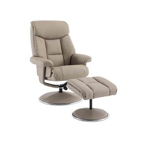 Bruges Faux Leather Swivel Recliner Chair and Footstool  Pebble | Bed Sava