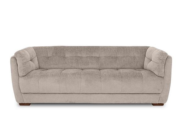 At The Helm  Cartier Fabric 4 Seater Sofa  Bailey Brown with Walnut Feet | Bed Sava
