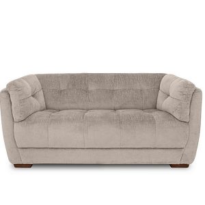 At The Helm  Cartier Fabric 2 Seater Sofa  Bailey Brown with Walnut Feet | Bed Sava