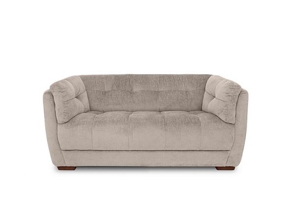 At The Helm  Cartier Fabric 2 Seater Sofa  Bailey Brown with Walnut Feet | Bed Sava