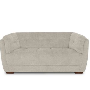 At The Helm  Cartier Fabric 2 Seater Sofa  Barley with Walnut Feet | Bed Sava