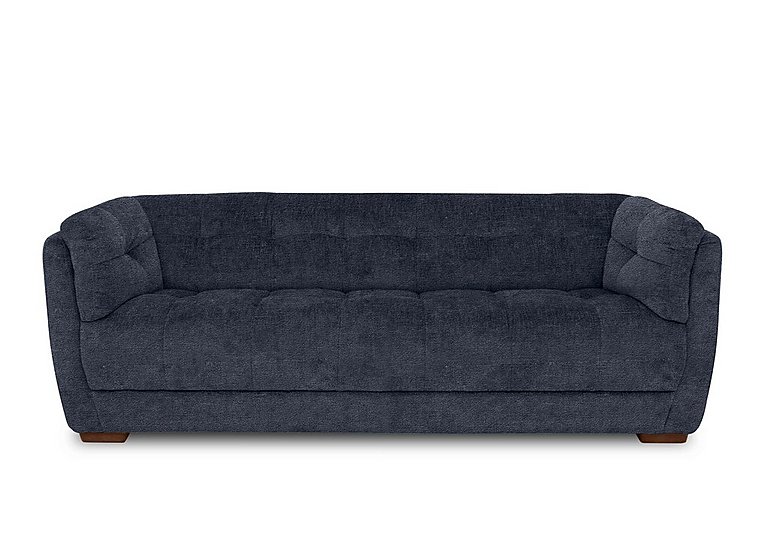At The Helm  Cartier Fabric 4 Seater Sofa  Midnight with Walnut Feet | Bed Sava