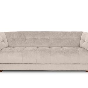 At The Helm  Cartier Fabric 4 Seater Sofa  Stone with Walnut Feet | Bed Sava